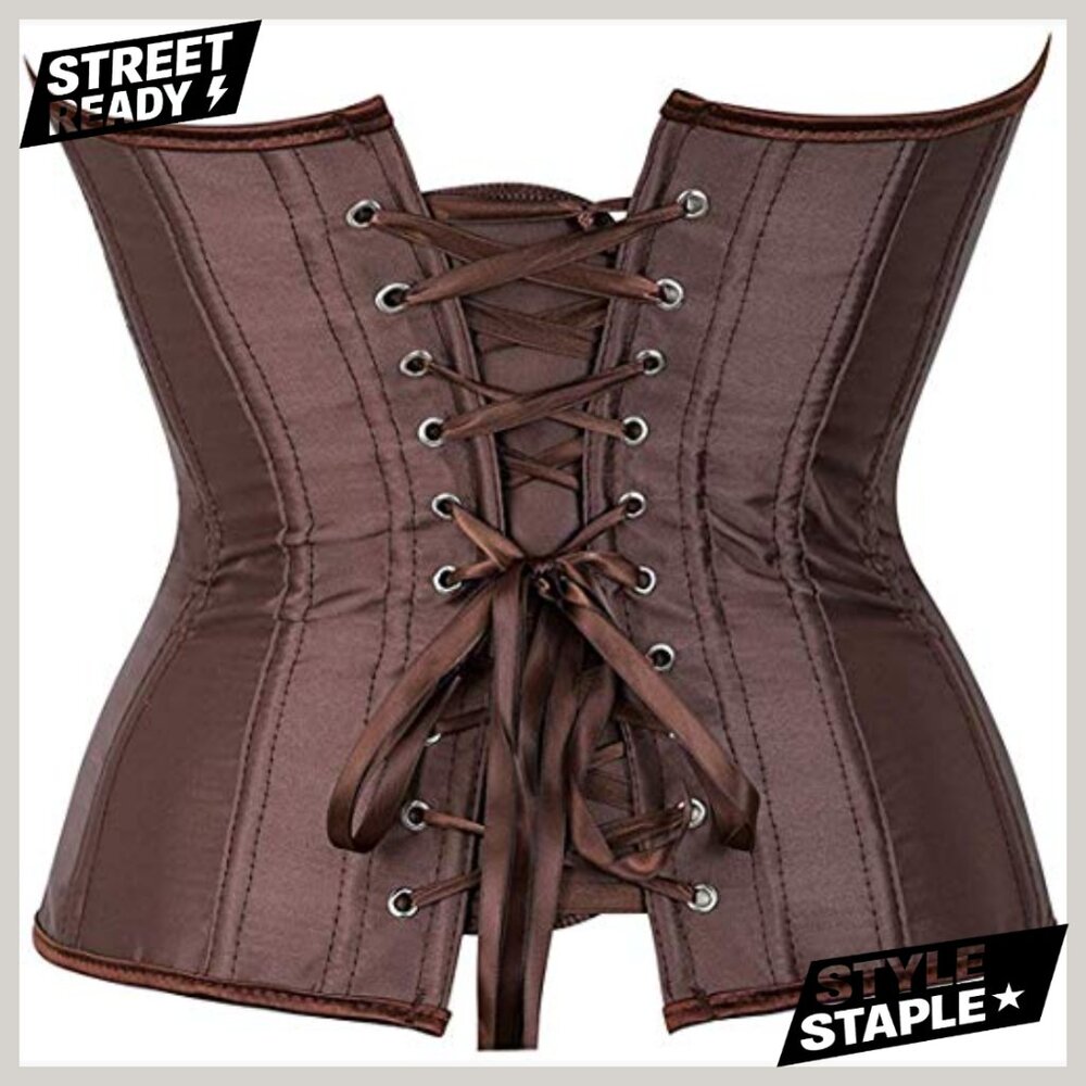 Medium Overbust Corset Bodysuit with Lace Up Back Plastic Boning - Picture 2 of 5